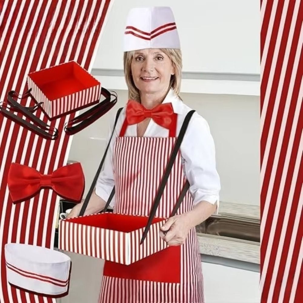 Women Kitchen Accessories - Karnawał Cyrk Kelner Cosplay Fartuch z