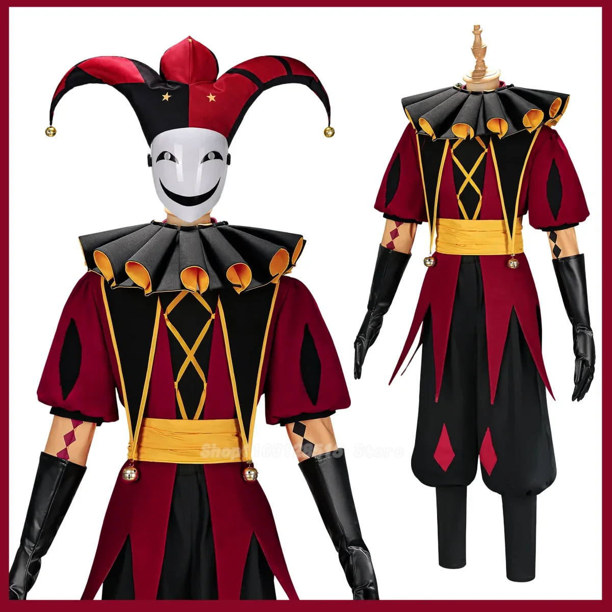 Women'S Red Accessories - Kostium do cosplayu Pierrot Harlekin, maska,
