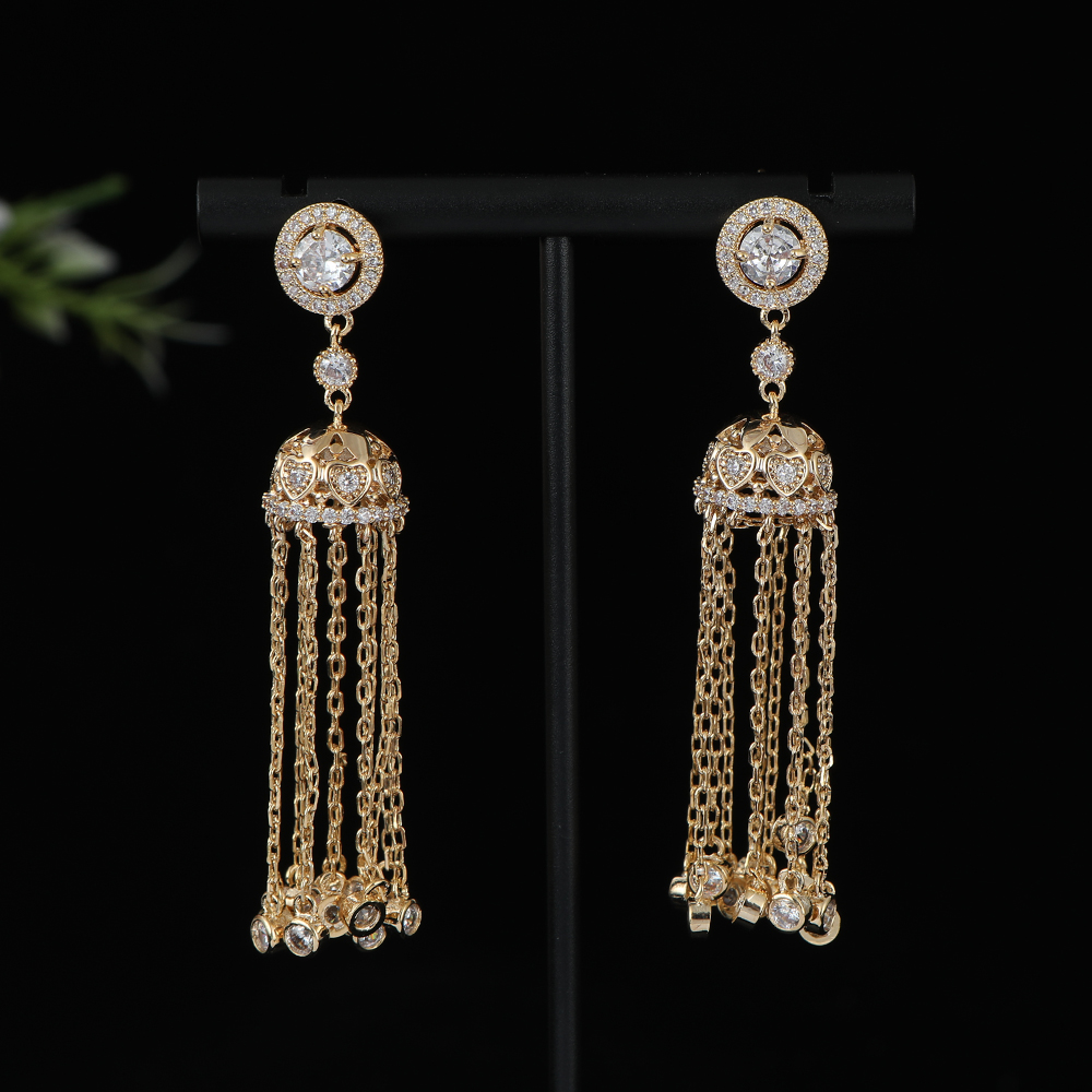Women Accessories Dubai - Długie Geometryczne Okrągłe Kolczyki z Długimi