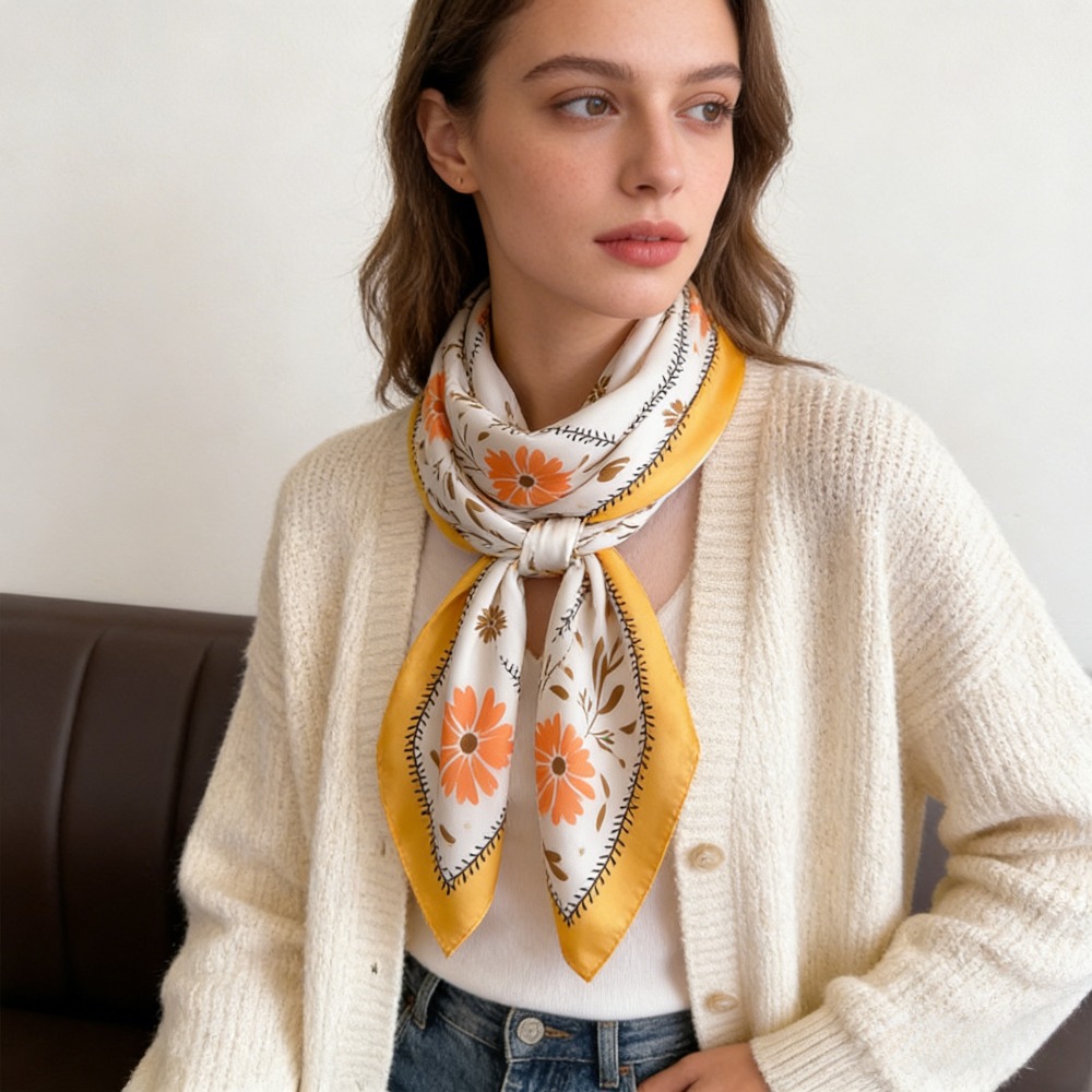 1 szt. nowy, modny jedwabny ap – Silk Scarf Square recenzja i cena